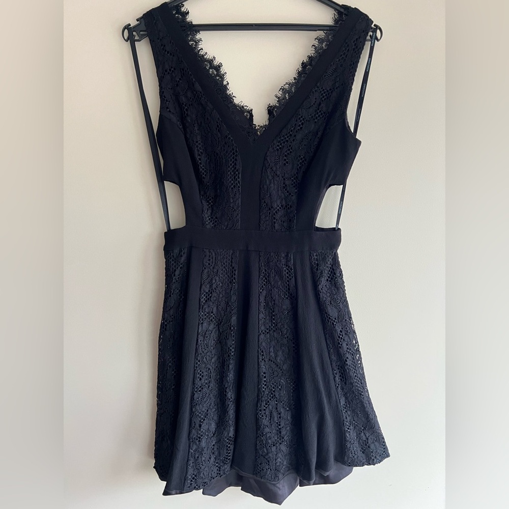 Marciano cotton blend cut-out lace dress